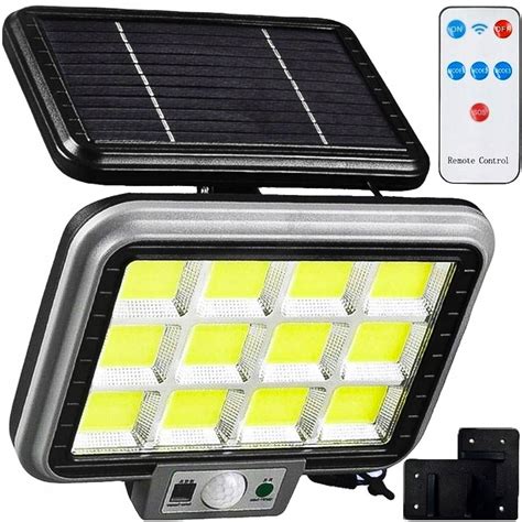 LAMPA SOLARNA LED Z CZUJNIKIEM RUCHU I ZMIERZCHU ZEWNĘTRZNA PILOT