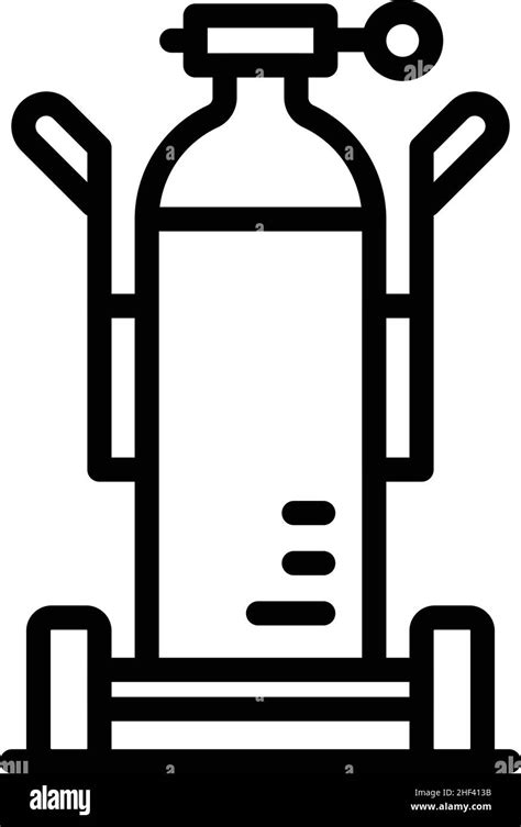 Vector de contorno del icono del carro del tanque de oxígeno Equipo