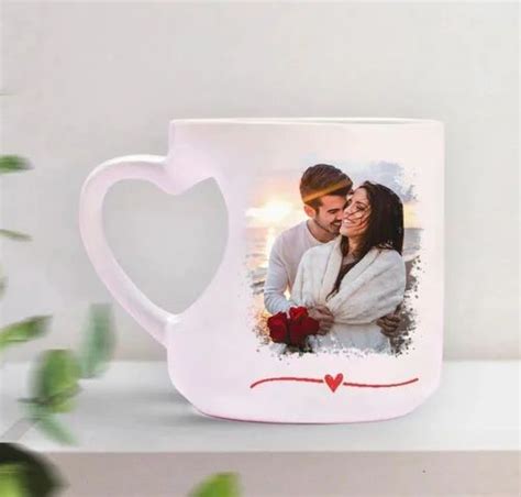 U Print Printed Heart Handle White Sublimation Mug For Ting At Rs