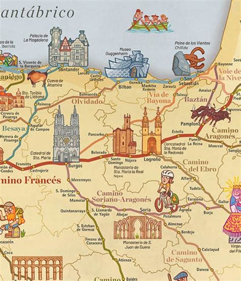 Mapa De Los Caminos De Santiago En Galicia Con Tubo Ideas Peregrinas