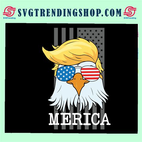 Merica Bald Eagle 4th Of July Trump USA American Flag Svg Fourth Of