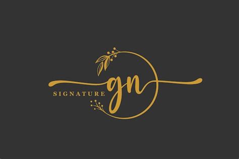 Dise O De Logotipo Gn Inicial De Firma De Oro De Lujo Hoja Y Flor