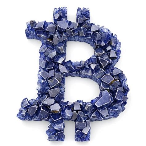 Premium Photo Iolite Crystal Bitcoin Sign Isolated On White Background