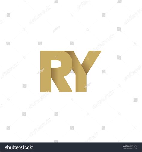 Initial Letters Ry Overlapping Fold Logo Brown Royalty Free Stock