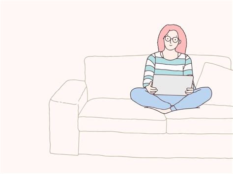 Mulher Encaracolada Est Digitando Em Um Laptop Na Ilustra O De Estilo