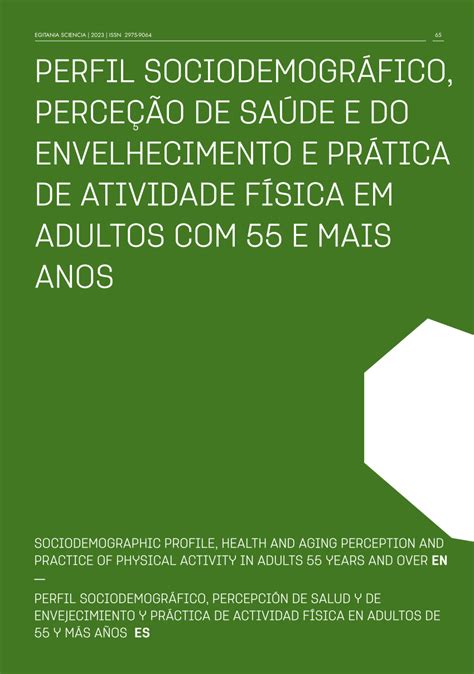 Pdf Perfil Sociodemográfico Perceção De Saúde E Do Envelhecimento E