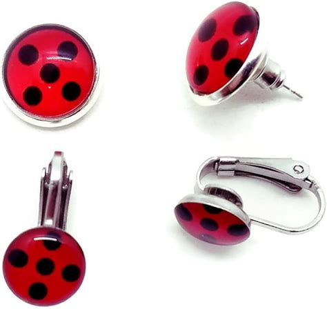 Miraculous Ladybug Earrings Lady Bug Charm Stud Stainless Steel Chat