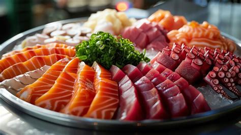 Fresh Sashimi Platter With Tuna Salmon And Octopus Premium Ai