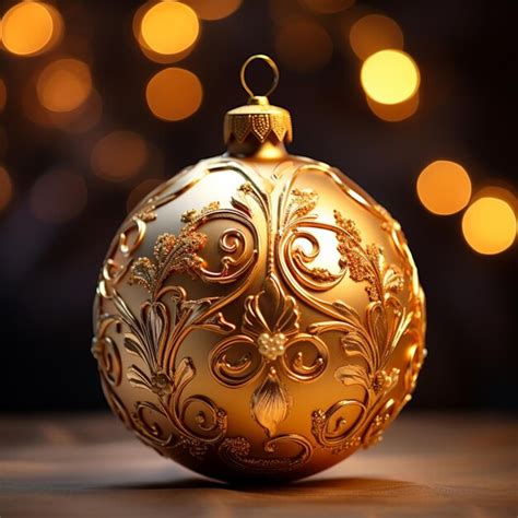 Premium Photo There Is A Gold Christmas Ornament On A Table With