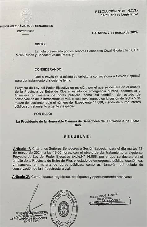 El Senado Fue Convocado A Sesi N Especial Para Tratar La Emergencia De