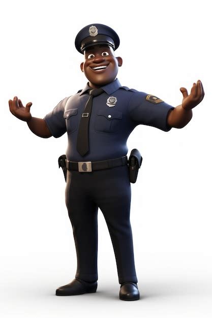 Premium AI Image | d cartoon black man policeman Pixar on white background full