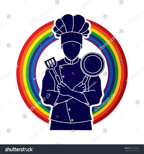 Chef Cook Standing Crossed Arms Pan Stock Vector Royalty Free