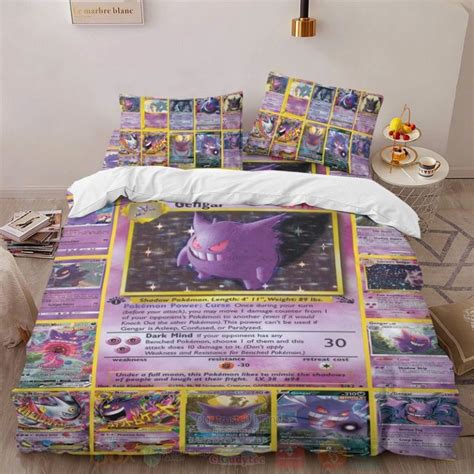 Anime Pokemon Gengar Cards Custom Bedding Set Hot Sale