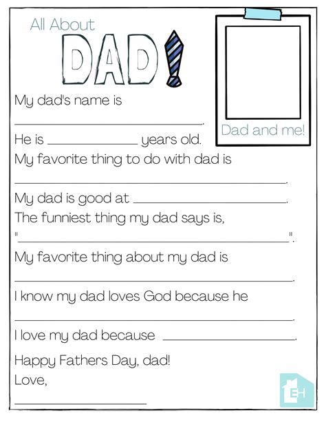 All About Dad Printable Pdf Free