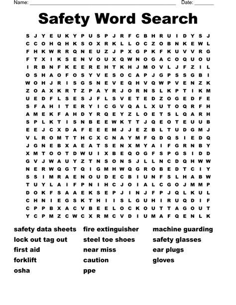 Safety Word Search Wordmint