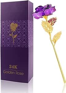 24K Golden Rose 24K Foil Artificial Rose Plastic Long Stem Rose Gold