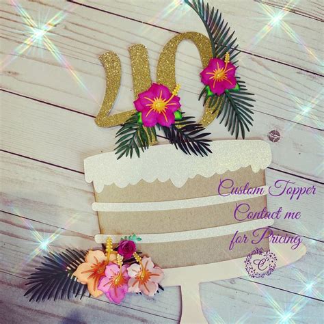 Aloha Cake Topper Tropical Birthday Luau Birthday Cake Topper Luau