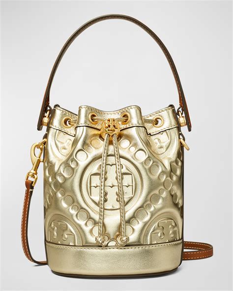 Tory Burch T Monogram Mini Canvas Bucket Bag Neiman Marcus