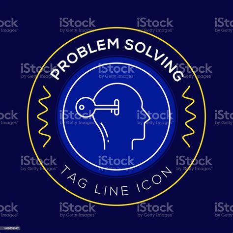 Problem Solving Circle Badge Modern Logo Vector Icon Design Line Style