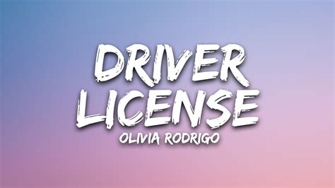 Olivia Rodrigo Driver License Lyrics YouTube