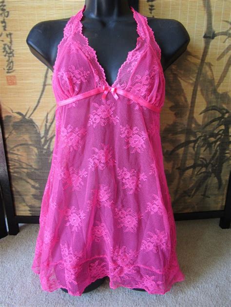 Women S V Secret Hot Pink Lace Sheer Lingerie Sexy Ni Gem