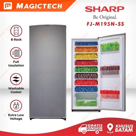 Jual FREEZER ES BATU ASI SHARP FJ M195N SS FJ M195 8 RAK 185L