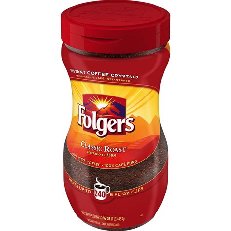 Buy Folgers Classic Roast Instant Coffee Crystals 16 Ounce Jar Online