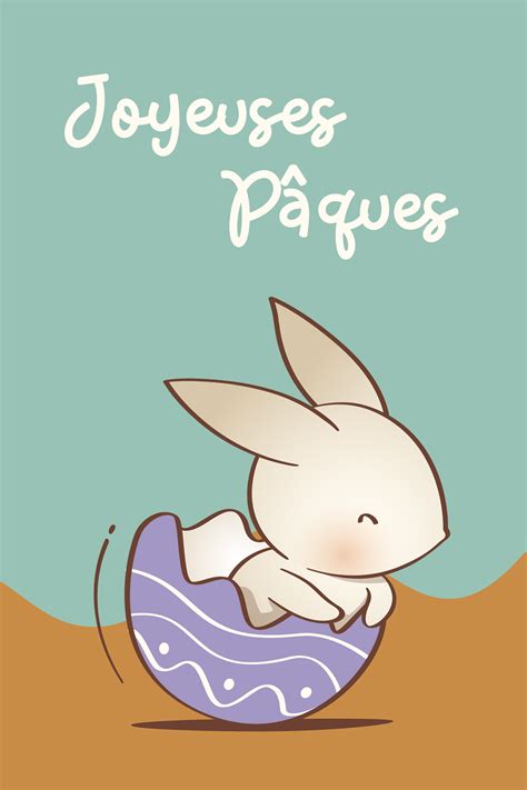 Carte Joyeuses Pâques Illustration lapin et oeuf Artcamia