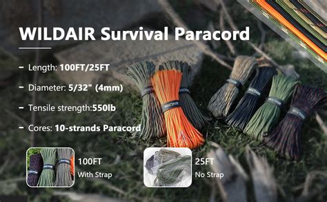 Wildair Paracord Survival Paracord Parachute Fire Cord Survival Ropes