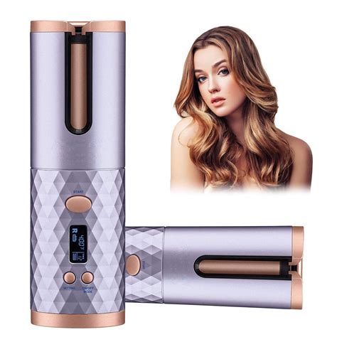 Portable Automatic Hair Curler Ceramic Rotating Wireless Auto Curling Iron Wand Emlimny