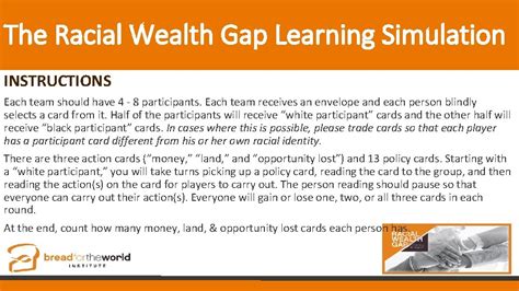 The Racial Wealth Gap Learning Simulation Todays Roadmap