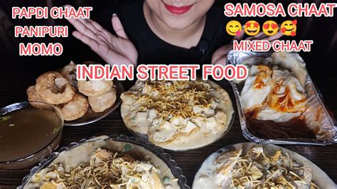 Eating Panipuri Golgappa Papdi Chaat Momo Samosa Chaat Indian