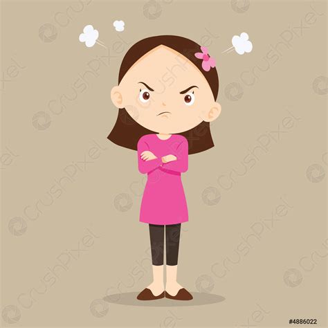 Angry Girl Arms Crossed Stock Vector 4886022 Crushpixel