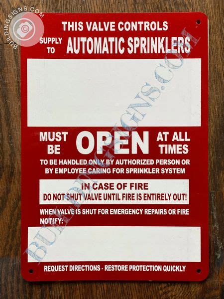 Automatic Sprinkler Control Valve Sign Hpd Signs The Official Store