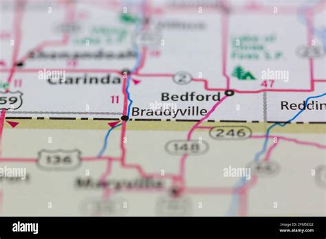 Braddyville Iowa USA Shown on a Geography map or road map Stock Photo ...