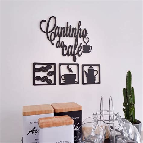 Frase Quadro Cantinho do Café mdf Preto Decoração Mod 01 Elo7