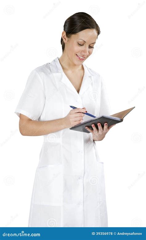 Young Woman Doctor With Notepad Stock Photo Image Of Coat Beauty