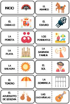 Vocabulario De Los S Mbolos De Espa A Juego Domin By Laclasedeele