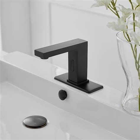 Bwe Matte Black Single Hole Touchless Bathroom Sink Faucet With Deck