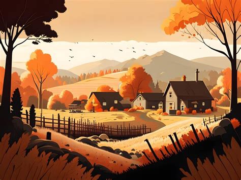 Premium AI Image | autumn countryside scenery