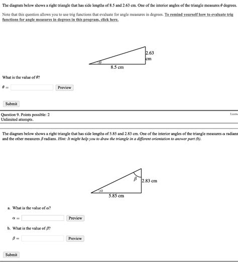 Solved The Diagram Below Shows Right Triangle That Has Side Lengths Of