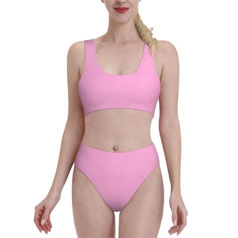 Lukts Women High Waisted Bikini Set Pink Swimsuit 2 Piece Bathing Suit