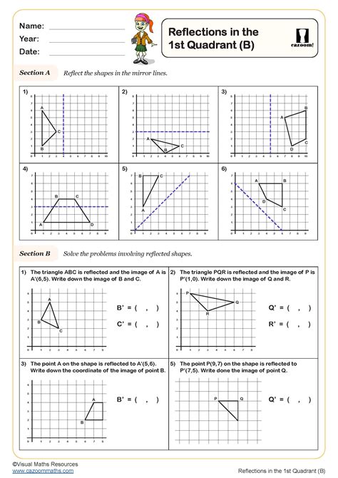 Reflections In The St Quadrant B Worksheet Fun And Engaging Year