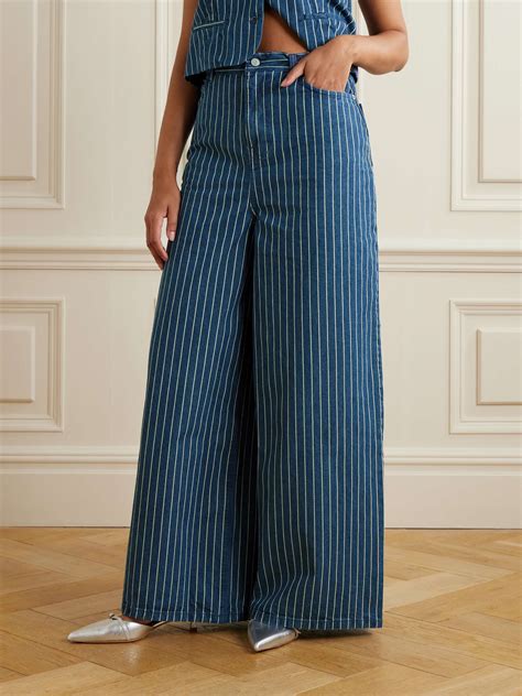 THE FRANKIE SHOP Sasha Striped Wide Leg Jeans NET A PORTER