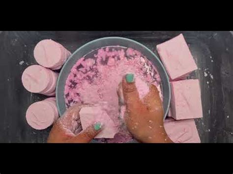 Pink Gym Chalk ASMR Crumble Over Water Paste Play Crunchy Soft And