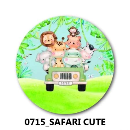 Painel Safari Cute De Carro Jeep Bichos Le O Redondo Estampado Em