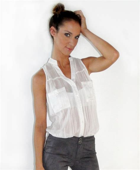 Sheer Sleeveless Blouse White I Really Need Something Like This