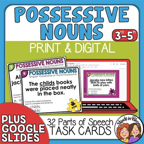 Possessive Nouns Task Cards Singular Plural Print Digital