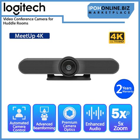 Logitech MeetUp 4K Ultra-Wide 120-Degree Huddle Room ConferenceCam — LOW-PROFILE (2PK) (MEETUP-4K-LOW-PROFILE-2PK)