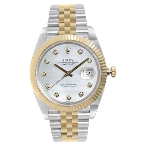 rolex datejust mm  gold steel mop diamond dial jubilee